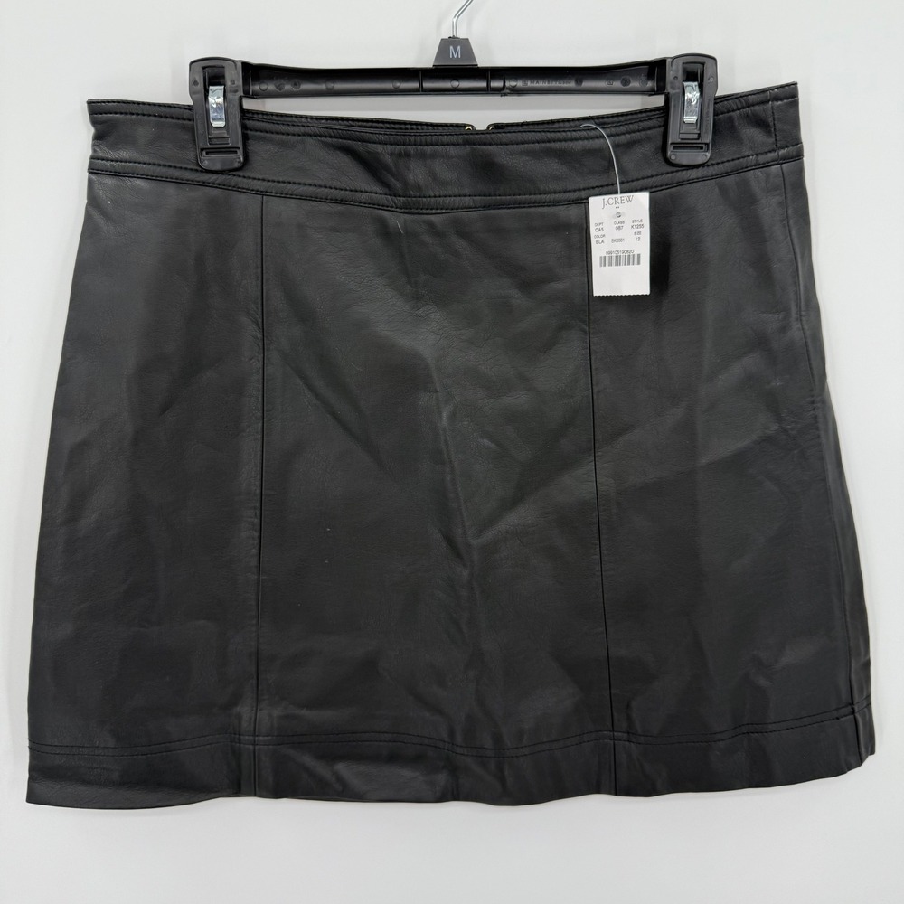 J.‎ Crew Mercantile Black Faux Leather A Line Mini Skirt Size 12